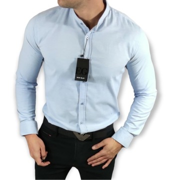 Koszula slim fit ze stójką błękitna EGO01 - XL