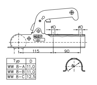 WINTERHOFF ШАРОВАЯ СЦЕПКА FI TUBE 60мм КРЮК 800КГ