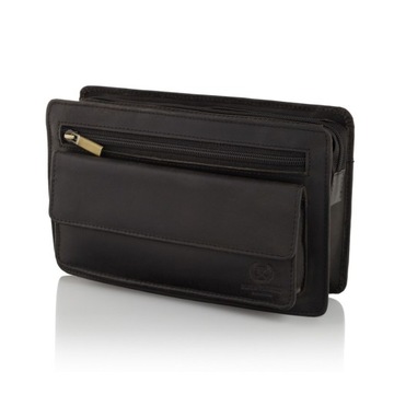 PRAKTYCZNA SKÓRZANA SASZETKA MĘSKA DO RĘKI CZARNA