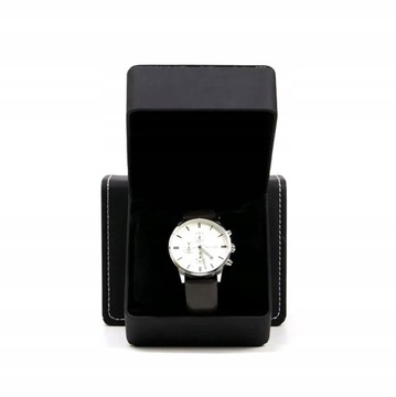 Черный чехол-органайзер для 1 часов, кожаная подарочная коробка