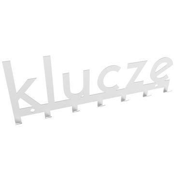 Metalowy wieszak ścienny na ręczniki ubrania loftowy napis KLUCZE biały