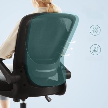 KRZESŁO FOTEL BIUROWY ZE SKŁADANYMI PODŁOKIETNIKAMI ERGONOMICZNY OBROTOWY