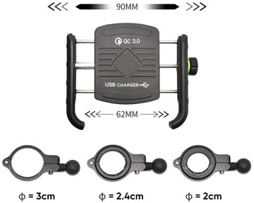 ДЕРЖАТЕЛЬ ДВИГАТЕЛЯ TKN-CONNECT. С ЗАРЯДНЫМ УСТРОЙСТВОМ ДЛЯ ТЕЛЕФОНА — R9-МЕТАЛЛ USB QC