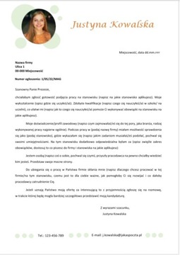 Edytowalny Szablon Listu Motywacyjnego 2/22/LM