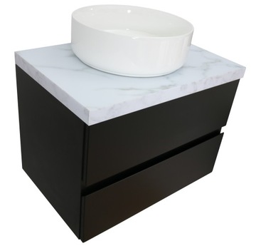 SZAFKA POD UMYWALKĘ CZARNY MAT + BLAT MARMUR 60 CM