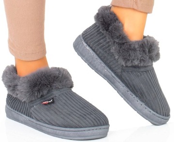 7832 СЕРЫЕ УТЕПЛЕННЫЕ ТАПОЧКИ ДОМАШНИЕ ТАПОЧКИ МЕХ 36