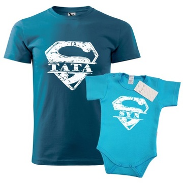 Koszulka dla Taty i body Syn zestaw z okazji Dnia Ojca SUPER TATA komplet