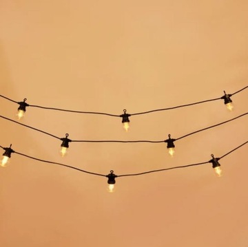 СВЕТИЛЬНАЯ САДОВАЯ ГИРЛЯНДИЯ 20м + 20x СВЕТОДИОДНЫЕ ЛАМПОЧКИ E27 - ВОДОНЕПРОНИЦАЕМОСТЬ IP65