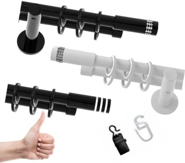 Karnisz podwójny 19mm 320cm Biały Czarny KOMPLET