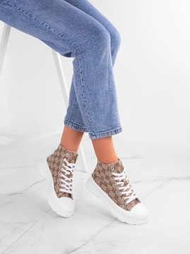 6334 БЕЖЕВЫЕ КРОССОВКИ НА ВЫСОКОЙ ПЛАТФОРМЕ 39