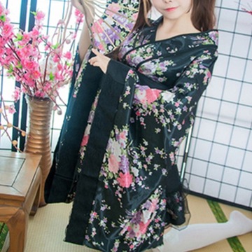 Japońska Sukienka Cosplay Kimono S-Black