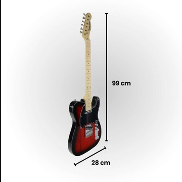 Zestaw Gitara elektryczna wzmacniacz akcesoria czarno czerwona
