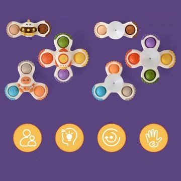 ОБРАЗОВАТЕЛЬНАЯ СЕНСОРНАЯ ИГРУШКА FIDGET SPINNER С ПРИСОСКОЙ 3 шт.