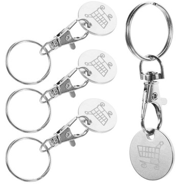 4pcs Shopping Trolley Token Keychain Shopping