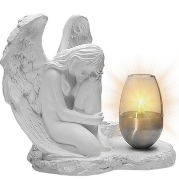 ZNICZ GIPSOWA FIGURKA NAGROBNA LAMPA SOLARNA LED
