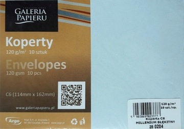 Koperty ozdobne C6 MILLENIUM 120g BŁĘKITNY 280204