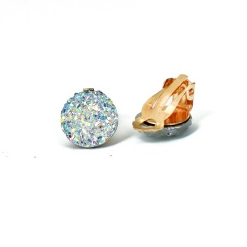 Круглые серьги-клипсы Bing Tu золотого цвета без отверстий, сине-белые геометрические серьги