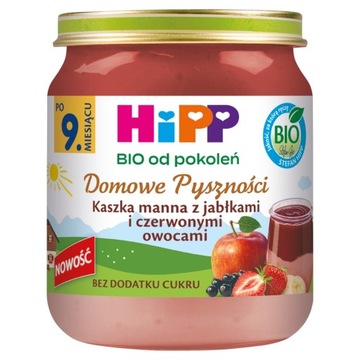 Deserek HiPP BIO Kaszka manna z jabłkami i czerwonymi owocami 200g