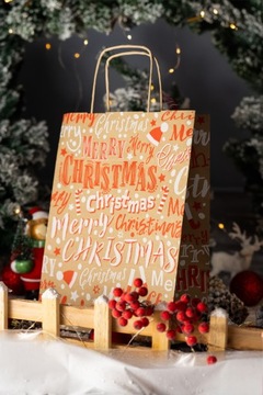 СУМКИ СУМКИ БУМАЖНАЯ упаковка для РОЖДЕСТВА ЭКО 24х10х32 см