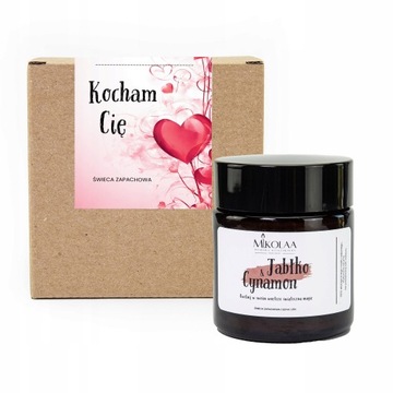 Walentynki Kocham Cię Świeca Sojowa Zapachowa Jabłko Cynamon 120 ml