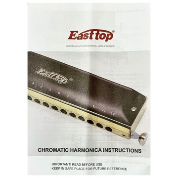 Harmonijka ustna chromatyczna 10-kanałowa 40-tonowa C-dur EastTop T10-40