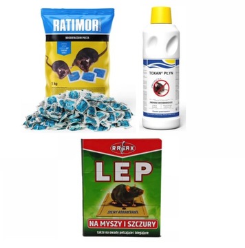 TRUTKA PASTA NA MYSZY NIEBIESKA 1 KG + TRUTKA TOXAN W PŁYNIE 1L + LEP