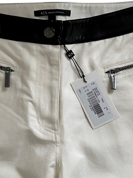 ARMANI EXCHANGE spodnie lniane białe r. S