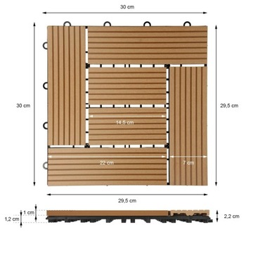 Террасная плитка из ДПК 30 х 30 см. Набор из 11 шт., 1 м²,