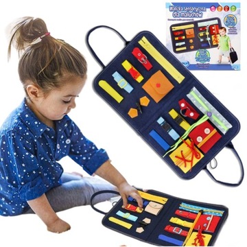 TABLICA MANIPULACYJNA SENSORYCZNA MONTESSORI 3+