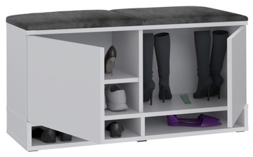 Szafka na buty z siedziskiem biała KANSAS z półką