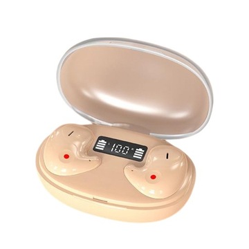 Lekkie słuchawki z mikrofonem i etui ładującym Dźwięk stereo LED w kolorze beżowym