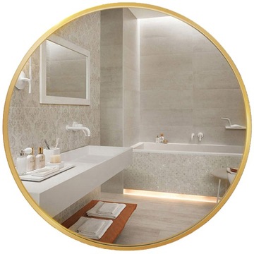 Lustro Okrągłe Ścienne Loft w Złotej Ramie 50cm