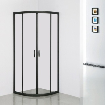 Kabina półokrągła STYLIO 80x80 czarna/transparent