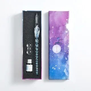 Starry Sky Glass Pen Set 3 Pcs Sets Glass Signing Pen with Ink and Holder C