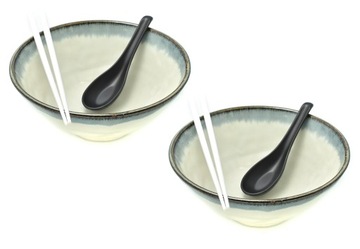 Komplet 2 misek z łyżkami i pałeczkami - Ramen Aurora 19,5 cm 950 ml