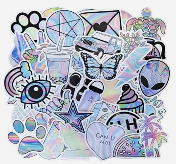 ВОДОНЕПРОНИЦАЕМЫЕ НАКЛЕЙКИ С ГРАДИЕНТАМИ РОЗОВЫЕ И СИНИЕ НАКЛЕЙКИ ДЛЯ НОУТБУКА 50 шт.