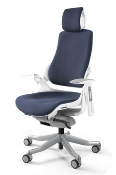 Fotel WAU Szary Biurowy Krzesło Tkanina Ergonomia