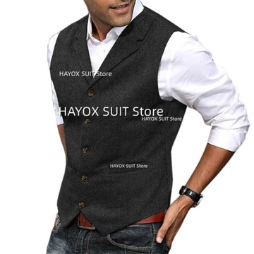 Men's Suit Vest Herringbone Slim Fit Single Breast