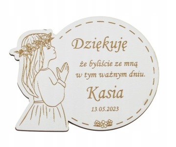 Magnes dla gości Komunia Święta pamiątka Biały