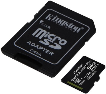 Карта microSDXC KINGSTON Canvas Select Plus емкостью 64 ГБ