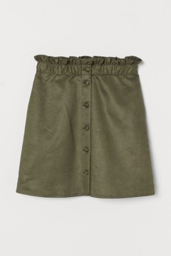 H&M Spódnica z talią paper bag imitacja zamszu wysokim stanem guzikami 38 M