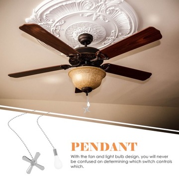 Люстра с металлической цепочкой с бусинами и веером