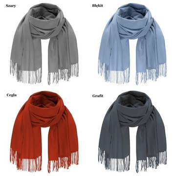 Czarny SZALIK gładki SZAL KASZMIR JAKOŚĆ dużo KOLOROW MODA klasyczny CIEPŁY