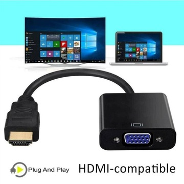 Переходник GEMBIRD A-HDMI-VGA-04 (HDMI M - D-Sub (VGA) F; 0,15 м; черный)