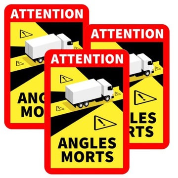 Naklejka ANGLES MORTS martwe pola TIR zestaw 3szt
