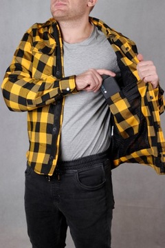 РУБАШКА МОТОЦИКЛА HUSAR с КЕВЛАРОМ, мужская желтая