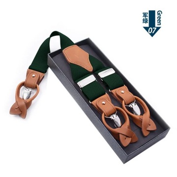 3.5X125 6 Clips Genuine Leather Men Suspenders
