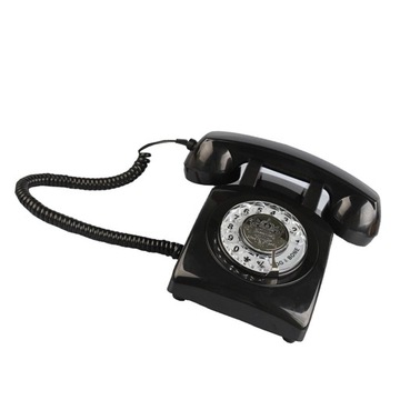 Retro Rotary Dial Home Phones Przewodowe czarne