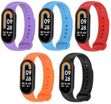 ZESTAW 5 SZTUK OPASKI DO XIAOMI MI BAND 8 PASEK PASKI OPASKA KOLORY