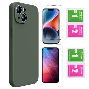 Etui do iPhone 14 / iPhone 13 | CANDY CASE | Silikonowe Matowe + 2x SZKŁO